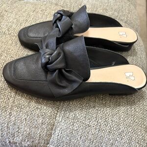 BP Black Leather Mules with Bow